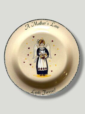 A Mothers Love Angel Plate By Home & Garden Party 2001 Handmade Ceramic 10” Roun